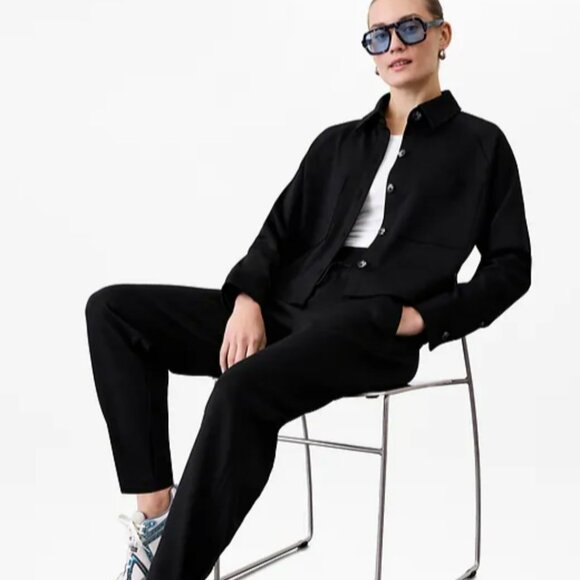 Athleta XXS Allure Shirt Jacket, Black Oversized Top Layer Work Travel - Picture 14 of 16